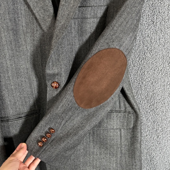 Lauren Ralph Lauren Wool Herringbone Elbow Patch Sport Coat Blazer - Men's 40R - Picture 4 of 12